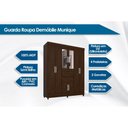 Ver imagem 2 de Guarda Roupa Solteiro 8 Portas e 2 Gavetas C/ Espelho Munique Amêndola Touch - Demóbile
