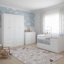 Ver imagem 1 de Quarto Infantil 4 Portas Americano com Berço Multifuncional Cleo Ambiente Branco Fosco com Colchão
