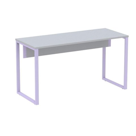 Mesa Escritório P25 Tub Pandin 134 Cm (larg) Tampo Mdp Cinza Pé Aço Tubular Lilás