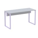 Ver imagem 1 de Mesa Escritório P25 Tub Pandin 134 Cm (larg) Tampo Mdp Cinza Pé Aço Tubular Lilás