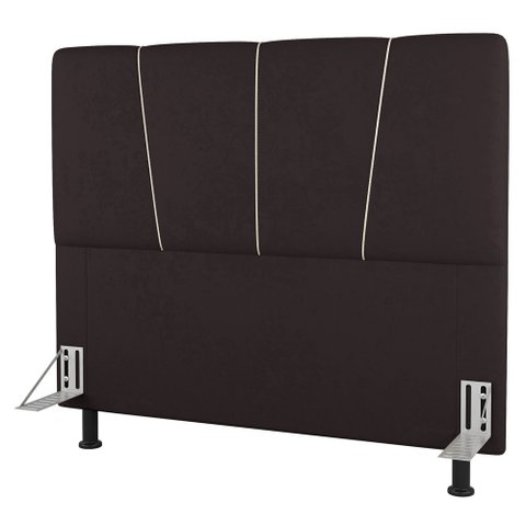 Cabeceira Cama Box Casal Amber 140cm Estofada Suede Marrom - Desk Design