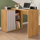 Ver imagem 6 de Mesa para Escritório Home Office 1 Porta Ripada Tech Mel/cacao - Caemmun