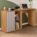 Ver imagem 2 de Mesa para Escritório Home Office 1 Porta Ripada Tech Mel/cacao - Caemmun