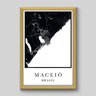 Quadro Mapa Maceió - 45x30cm - Moldura Caixa Madeira - 1