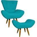 Ver imagem 1 de Kit Poltrona Decorativa Para Sala Recepção Escritório Consultório + Puff Emilia Suede