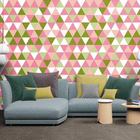 Papel de Parede Triângulos Geométricos 3 Arte Destaque 3 Metros
