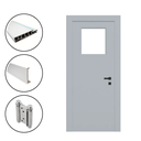 Ver imagem 2 de Kit Porta Branca Hospitalar e Clinicas 110x210 Vai e Vem C/ Vidro Batente 14cm À 18cm