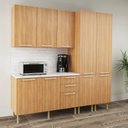 Ver imagem 1 de Cozinha Compacta Jasmine 9 Portas e 3 Gavetas com Divisor de Talheres Freijó/mármore Branco - Tecnom