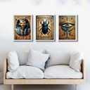 Ver imagem 2 de Kit 3 Quadros Decorativos Artes Egípcias 24x18cm:moldura Preta