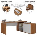 Ver imagem 5 de Mesa Escritorio 1 Porta de Correr em L 155x170 cm e Balcao 4 Portas 147 cm Freijo Branco Artany