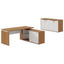 Ver imagem 1 de Mesa Escritorio 1 Porta de Correr em L 155x170 cm e Balcao 4 Portas 147 cm Freijo Branco Artany