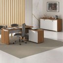 Ver imagem 2 de Mesa Escritorio 1 Porta de Correr em L 155x170 cm e Balcao 4 Portas 147 cm Freijo Branco Artany