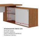 Ver imagem 7 de Mesa Escritorio 1 Porta de Correr em L 155x170 cm e Balcao 4 Portas 147 cm Freijo Branco Artany