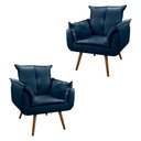 Ver imagem 1 de Kit 2 Poltronas Cadeira Decorativa Opala Veludo Azul
