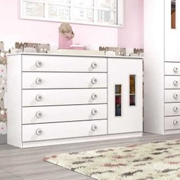 Cômoda de Bebê 5 Gavetas 1 Porta Evolution Tcil Móveis - 1