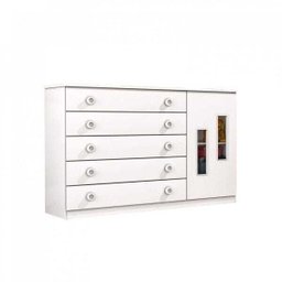 Cômoda de Bebê 5 Gavetas 1 Porta Evolution Tcil Móveis - 2