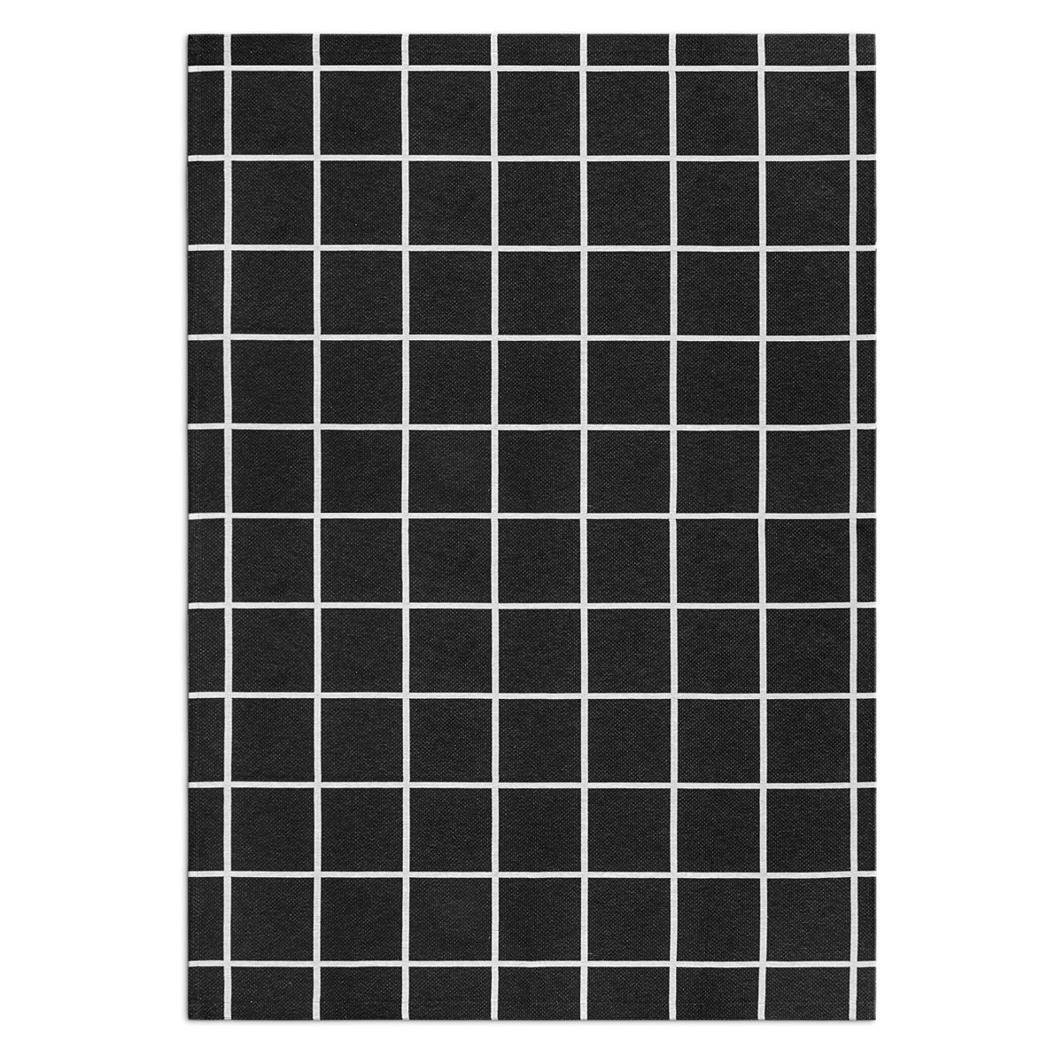 Tapete Jacquard Sala Quarto Látex 1,35 M X 2,00 M Pequeno Emborrachado Antiderrapante Grid Preto - 3