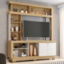 Ver imagem 1 de Estante para TV Genova 2 Portas 4 Prateleiras MDP 160cm Nature Off White