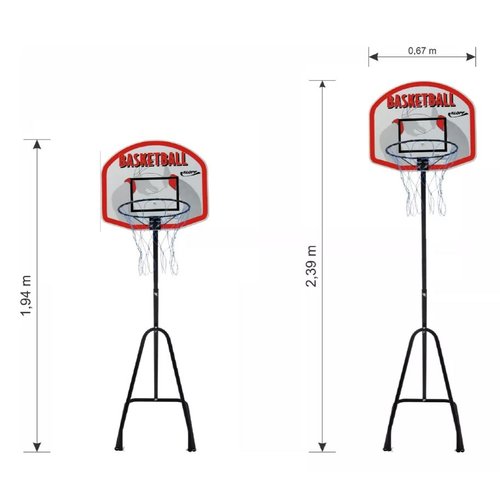 Regulavel Tabela de Basquete Infantil Altura Ajustavel 2,02m com