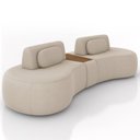 Ver imagem 2 de Sofá 4 Lugares 325cm Orgânico com Mesa Mellanie Veludo Bege Z32 - Mpozenato