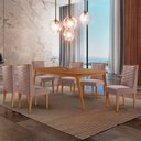Ver imagem 1 de Mesa de Jantar Copper 180cm Tampo Canto Mdf com 6 Cadeiras Safira Moderna Mobília