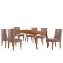 Ver imagem 2 de Mesa de Jantar Copper 180cm Tampo Canto Mdf com 6 Cadeiras Safira Moderna Mobília