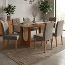 Ver imagem 2 de Mesa de Jantar Valentina Mdf com 6 Cadeiras Estofadas Suede Joli Molci