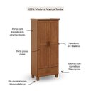 Ver imagem 5 de Guarda-Roupa 2 Portas 1 Gaveta Bronze 100% Madeira Maciça Marrom/Castanho