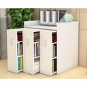 Ver imagem 1 de Estante Mesa 3 Gavetas 3 Prateleiras Moderno MDF Branco Woodcore