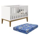 Ver imagem 1 de Berço Mini Cama Classic Branco Fosco Pés Amadeirado com Colchão D18 - Reller Móveis