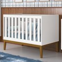 Ver imagem 2 de Berço Mini Cama Classic Branco Fosco Pés Amadeirado com Colchão D18 - Reller Móveis