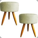 Ver imagem 1 de Kit 2 Puff Decorativo Redondo para Sala Quarto Penteadeira Pé Palito Castanho Suede Cores