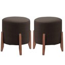 Ver imagem 1 de Kit 2 Puff Decorativo Redondo Luxo Dubai Veludo Marrom