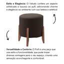Ver imagem 2 de Kit 2 Puff Decorativo Redondo Luxo Dubai Veludo Marrom