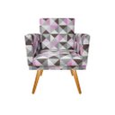 Ver imagem 1 de Poltrona Decorativa Nina Suede Triângulo Rosa Pés Madeira Ms Decor