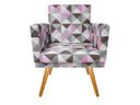 Ver imagem 1 de Poltrona Decorativa Nina Suede Triângulo Rosa Pés Madeira Ms Decor