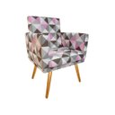 Ver imagem 2 de Poltrona Decorativa Nina Suede Triângulo Rosa Pés Madeira Ms Decor