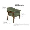 Ver imagem 3 de Kit 02 Poltronas Luna Base Madeira Poliéster Bouclé Verde - Nexta Casa