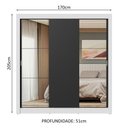 Ver mais imagens de Guarda-roupa Casal 3 Portas de Correr com Espelhos Branco/preto Nobre Madesa Branco/preto