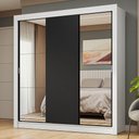 Ver imagem 1 de Guarda-roupa Casal 3 Portas de Correr com Espelhos Branco/preto Nobre Madesa Branco/preto