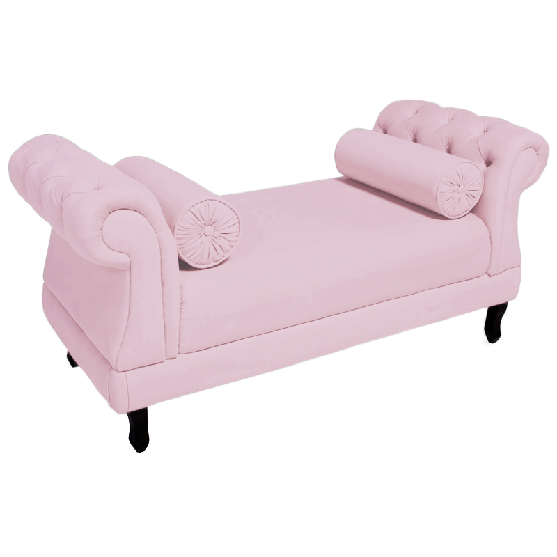 Recamier Istambul Decorativo Estofado Para Hall de Entrada 140 cm Suede Rosa Bebe - DL Decor