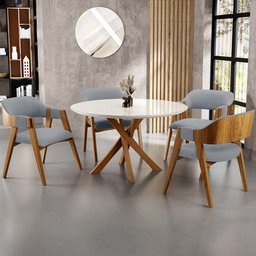 Cadeira para Sala de Jantar e Estar Living Estofada Suran L02 Bouclê Cinza - Lyam Lyam Decor - 2 Cadeira para Sala de Jantar e Estar Living Estofada Suran L02 Bouclê Cinza - Lyam Lyam Decor - 2