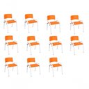 Ver imagem 1 de Kit 11 Cadeira Iso Infantil Creche, Base Branco Laranja