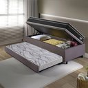Ver imagem 3 de Bicama Box Baú Solteiro com Colchão Gransleep Ecoflex Molas Verticoil Suede Cinza 88x188