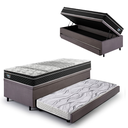 Ver imagem 1 de Bicama Box Baú Solteiro com Colchão Gransleep Ecoflex Molas Verticoil Suede Cinza 88x188