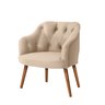Poltrona Decorativa Luxo Beatriz Veludo Detalhe em Capitonê e Pés em Madeira - Lv:bege - 2