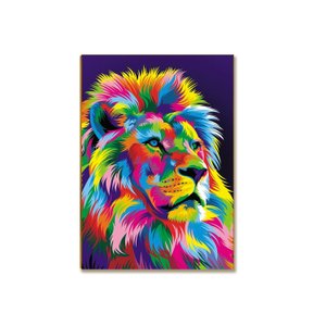 Placa Decorativa Mdf Leão Colorido Arte Moderna 28,7x22 Le1