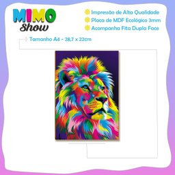 Placa Decorativa Mdf Leão Colorido Arte Moderna 28,7x22 Le1 - 3