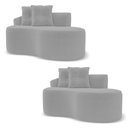 Ver imagem 1 de Kit 02 Sofás Orgânicos Living Bob 145cm 02 Lugares com 02 Almofadas Bouclê Cinza Claro - Desk Design