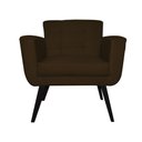 Ver imagem 2 de Poltrona Decorativa Geovana Couro Marrom Pés Madeira Ms Decor